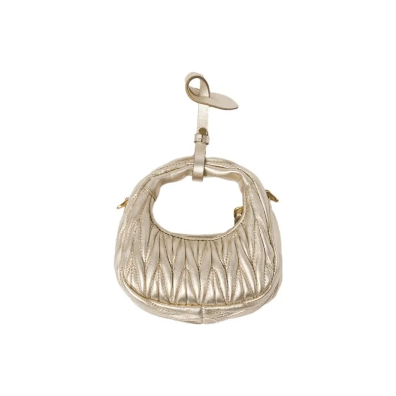 MIU MIU Wander Series Soft Sheep Leather Hobo Bag Shoulder Bag Crossbody Bag Extra Mini Women's Yellow Iron Ore-2