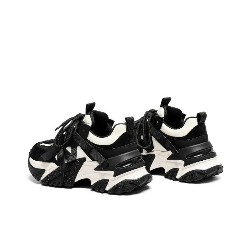 C°BANNER Height Increasing Low Top Chunky Sneakers Women's Beige Black-3