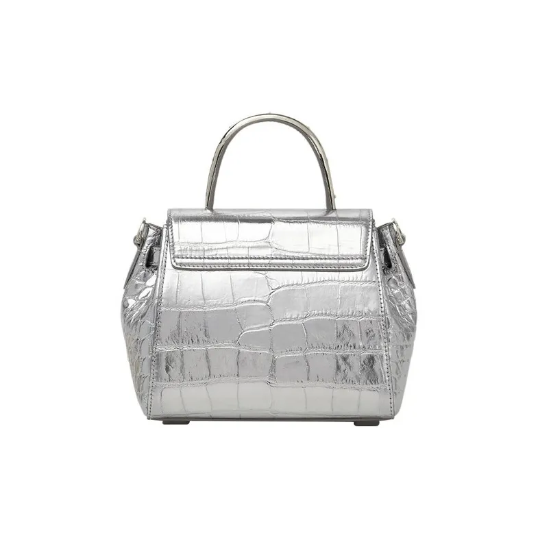 VERSACE La Medusa Cow Leather Shoulder Bag, Crossbody Bag, Handbag Trumpets Women's Silver-2