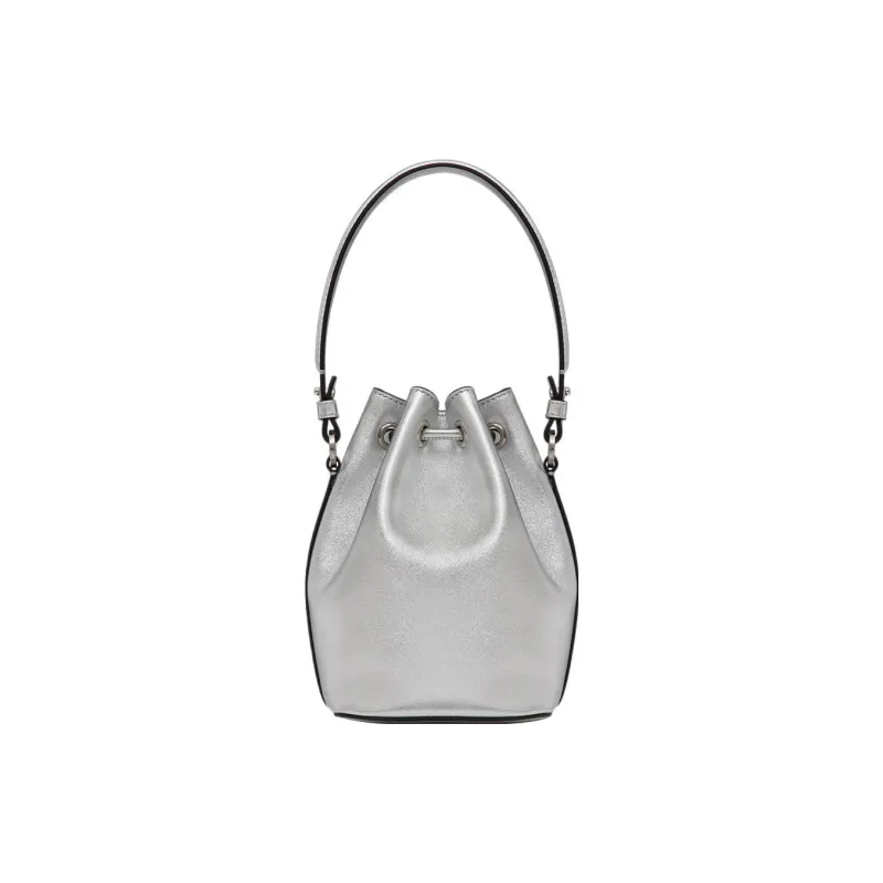 Valentino Vlogo Sheepskin Bucket Bags Shoulder Bag Crossbody Bag Handbag Mini Women's Silver-4