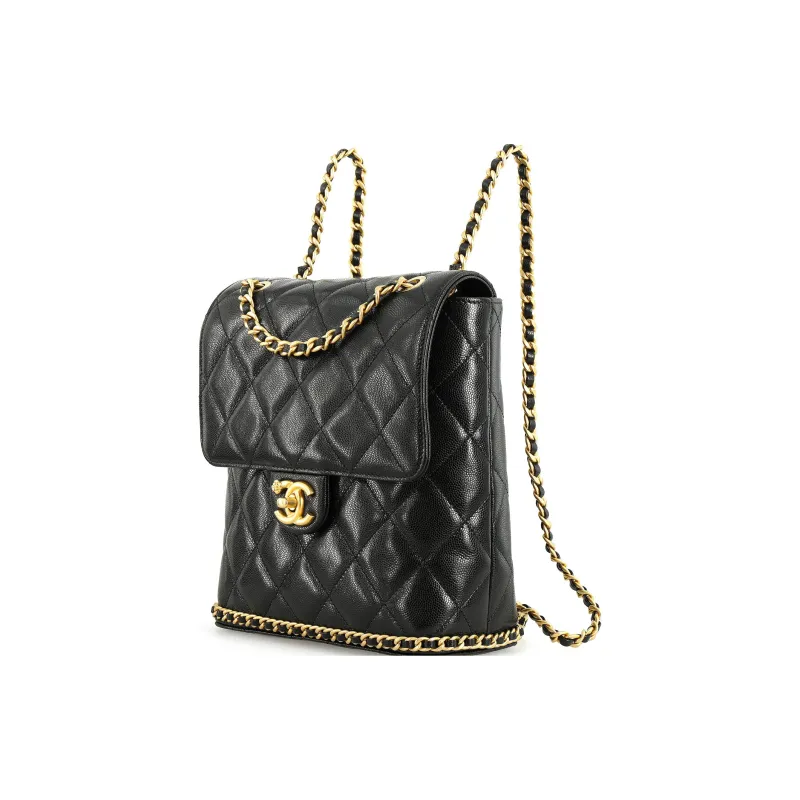 CHANEL Calfskin Backpack Women's Black-1