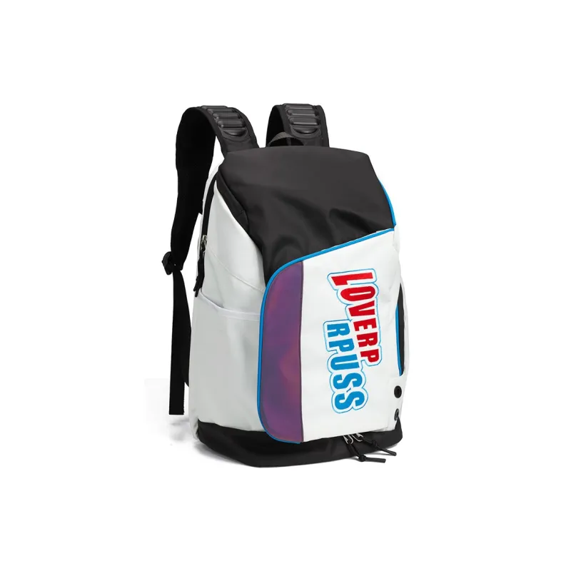 LOVERPUSS Polyester Backpack Unisex White Black/White Blue/Cool Black-6