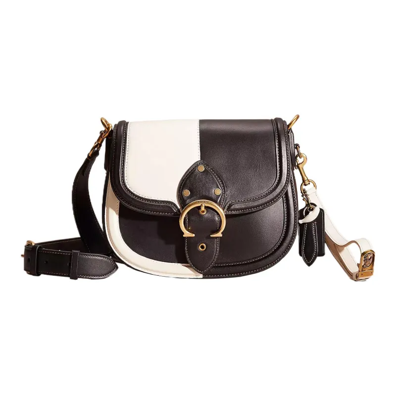 COACH Beat Glove Tanning Saddle Bag Crossbody Bag Shoulder Bag Women's Brass & Black-0