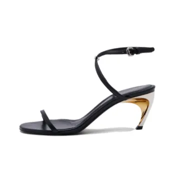 Alexander McQueen Armadillo Metallic Faux leather Sandals 'Black' Women's