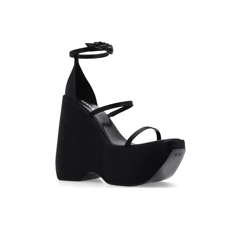 VERSACE 160mm Triplatform Sandals Black Satin Women's-2