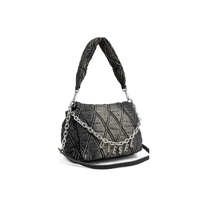 DIESEL Charm D L Denim Shoulder Bag-1