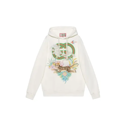 GUCCI Tiger Interlocking G Hooded Sweatshirt 'Off-white'