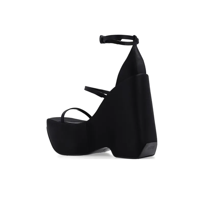 VERSACE 160mm Triplatform Sandals Black Satin Women's-3