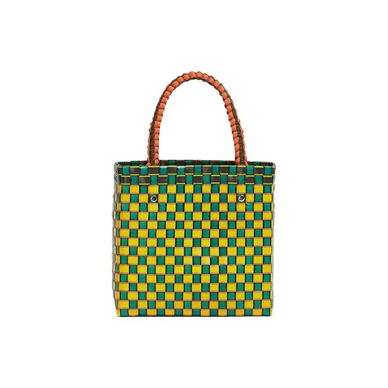 MARNI Basket Series Plastic Basket Bag, Tote Bag, Shopping Bag, Handbag Trumpets Women's Yellow Green-2