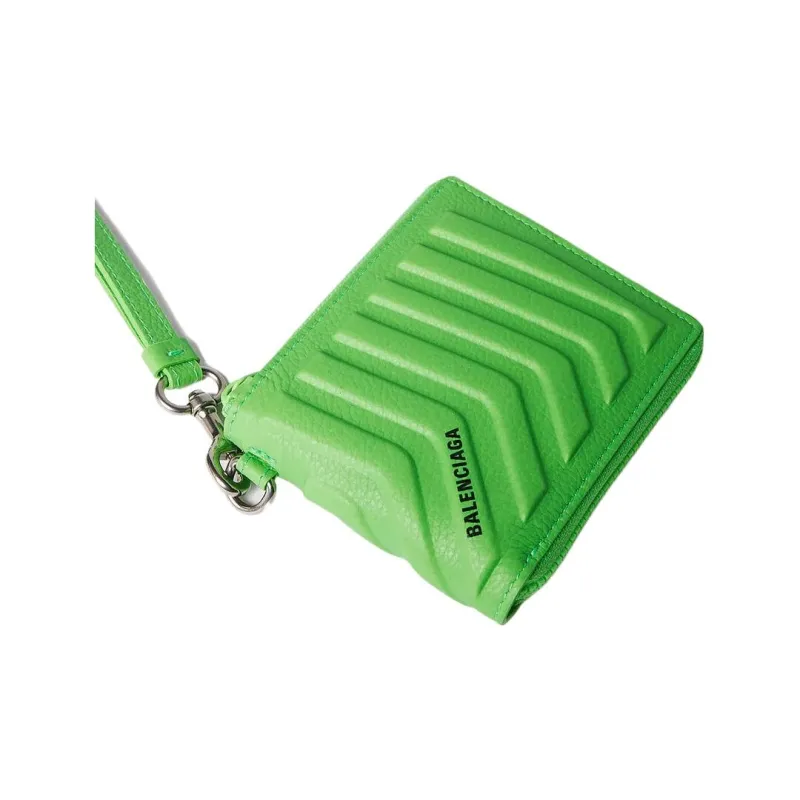 Balenciaga Grain Calfskin Wallet Men's Bright Green-3