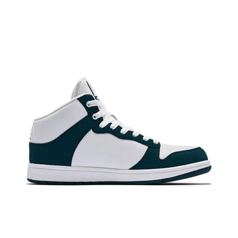 QIAODAN Skateboard Shoes Men High Top Jordan White/Abyss Green-1