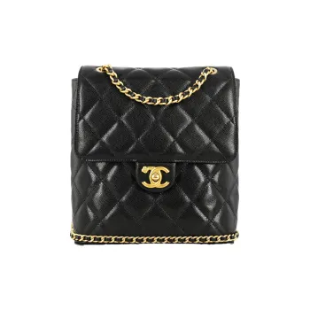CHANEL Calfskin Backpack Women's Black