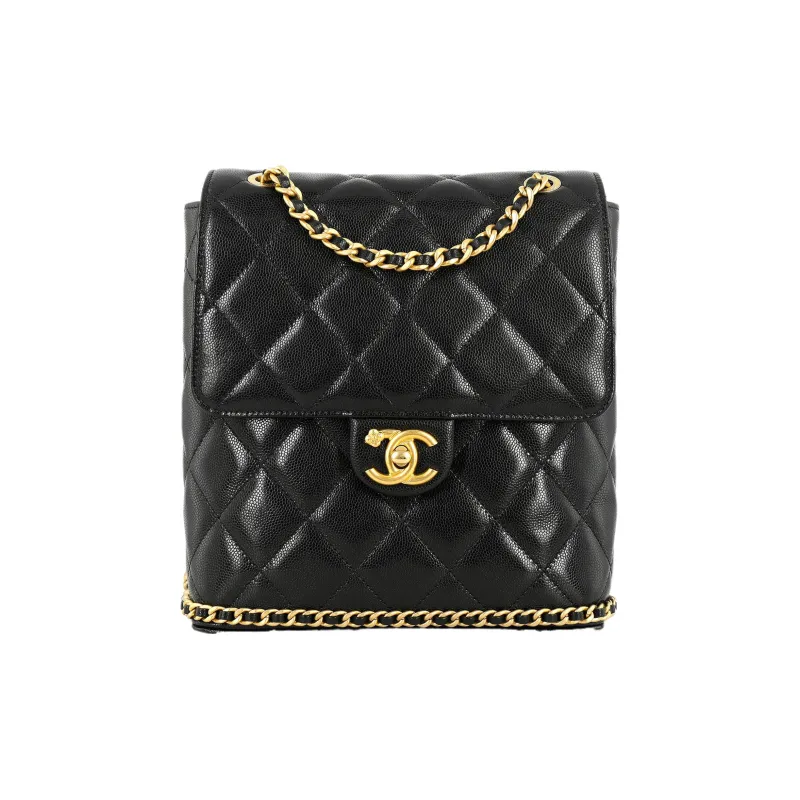 CHANEL Calfskin Backpack Women's Black-0