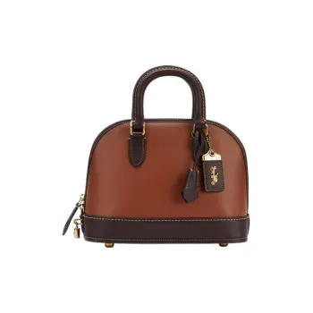COACH Revel Cow Leather Dome Bag Handbags Small Size Women's Brown