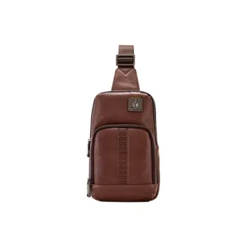 Hush Puppies Cow Leather Crossbody Bag, Backpack, Travel Sling Bag Small Size Men's Coffee