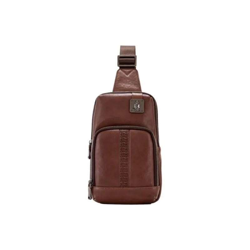 Hush Puppies Cow Leather Crossbody Bag, Backpack, Travel Sling Bag Small Size Men's Coffee-0