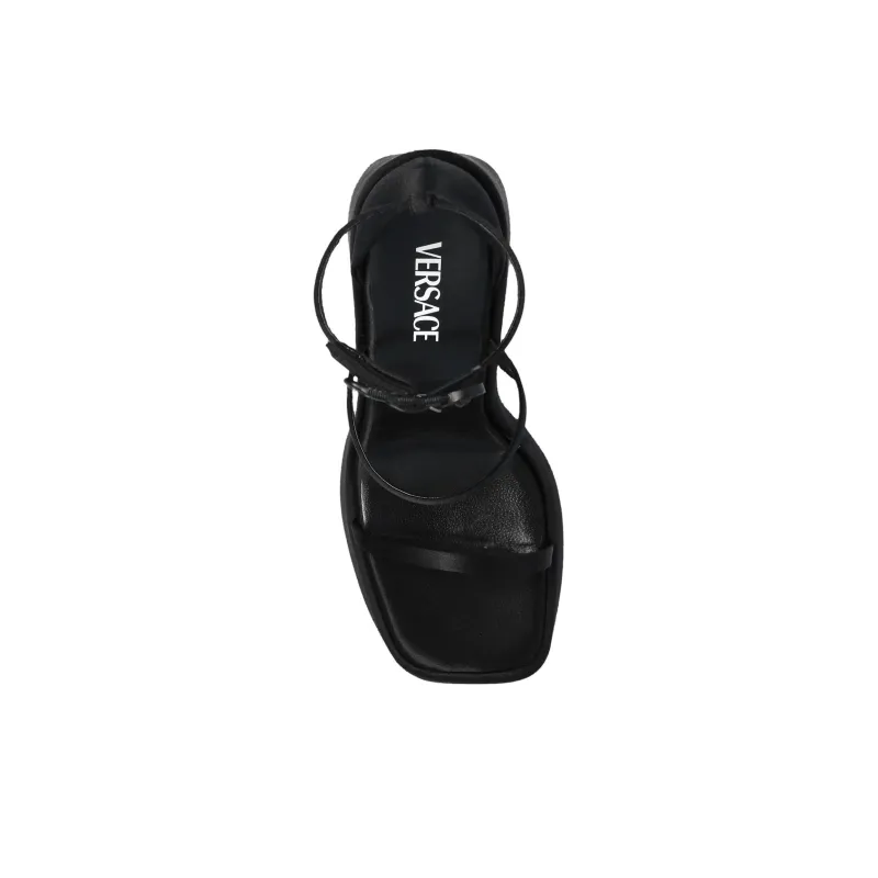 VERSACE 160mm Triplatform Sandals Black Satin Women's-4