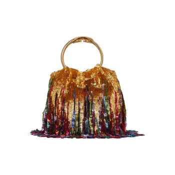 Valentino Embroidery Bucket Bags Handbags Small Size Women's Gold Multicolor