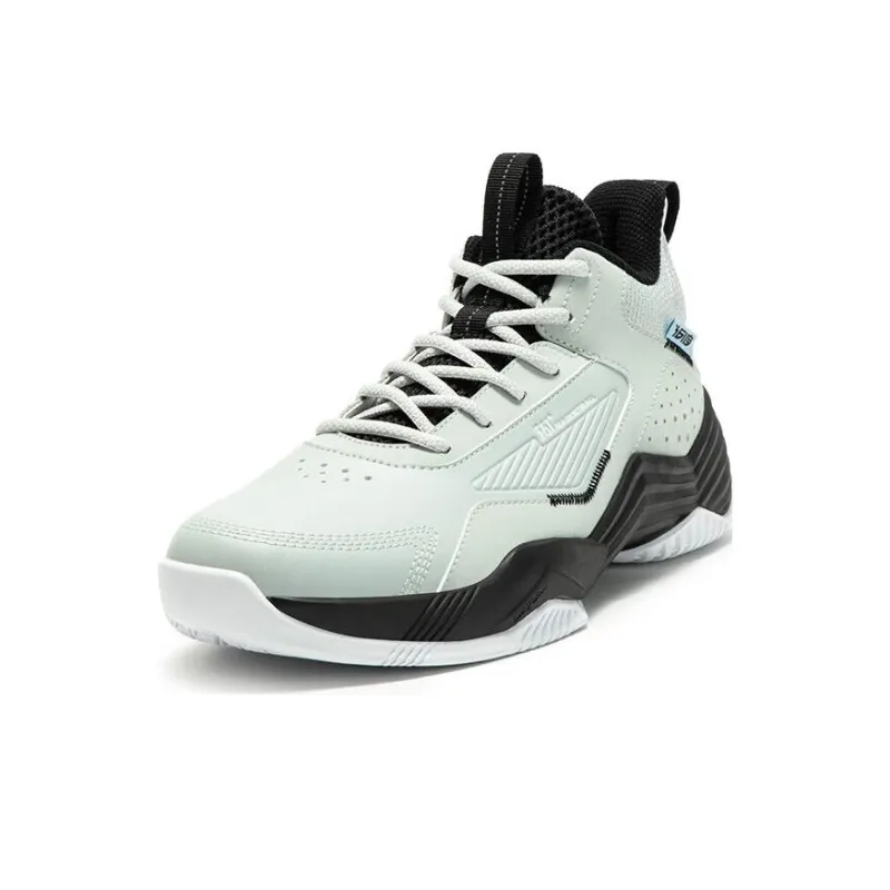 361° Cushioning Wear Resistant Mid Top Basketball Shoes Men's Gray Black-1