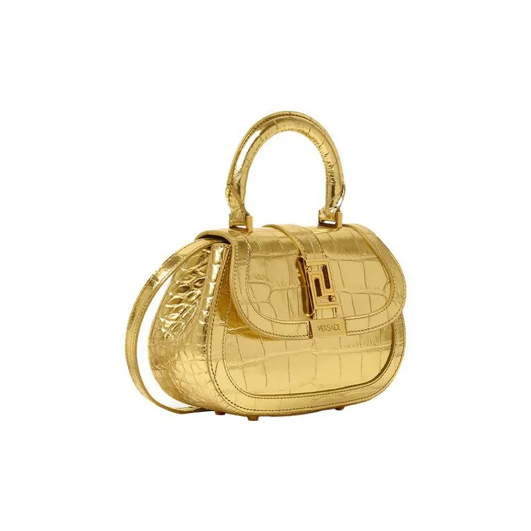 VERSACE Greca Goddess Cow Leather Patchwork With Sheepskin Shoulder Bag Crossbody Bag Handbag Mini Women's Gold-1