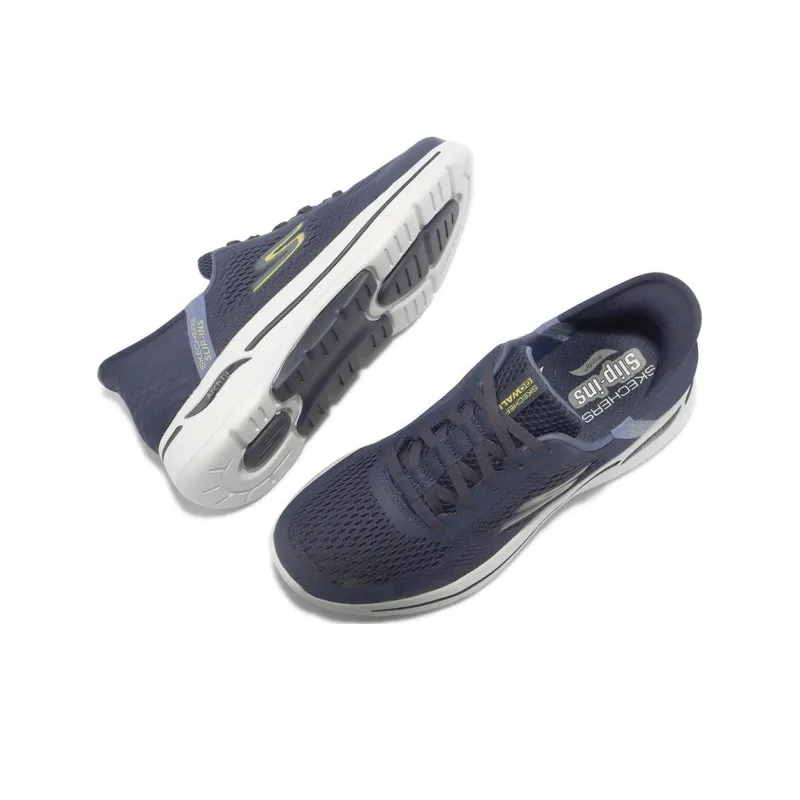 Skechers Go Walk Arch Fit Casual Shoes Men Low Top Blue/Yellow/White-3