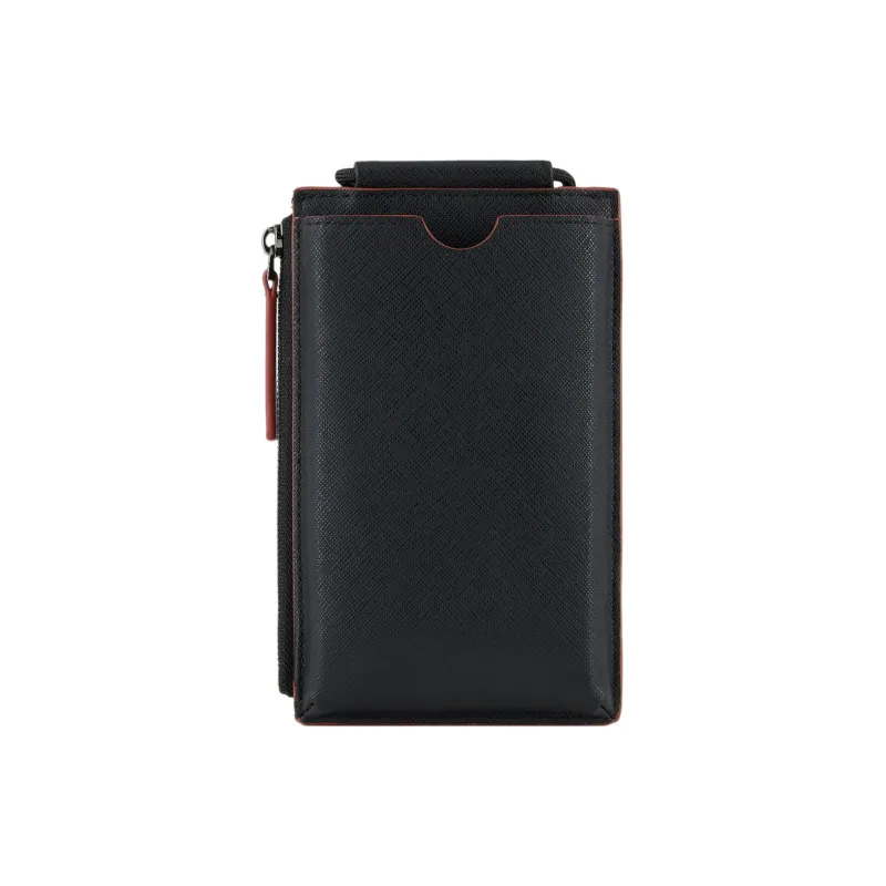 EMPORIO ARMANI PU Clutch Coin Purse Wallet Men's Black & Orange-1