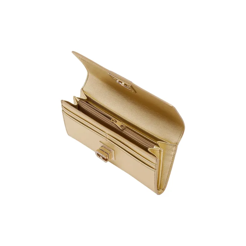 Furla 1927 Collection Calfskin Wallet Extra Large Women's Gold-2