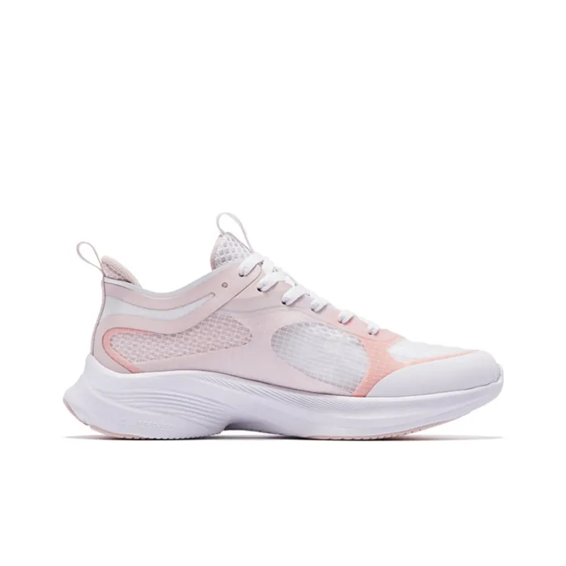 QIAODAN Light Speed 1.0 Cushioning Slip Resistant Low Top Running Shoes Women's White Pink-1