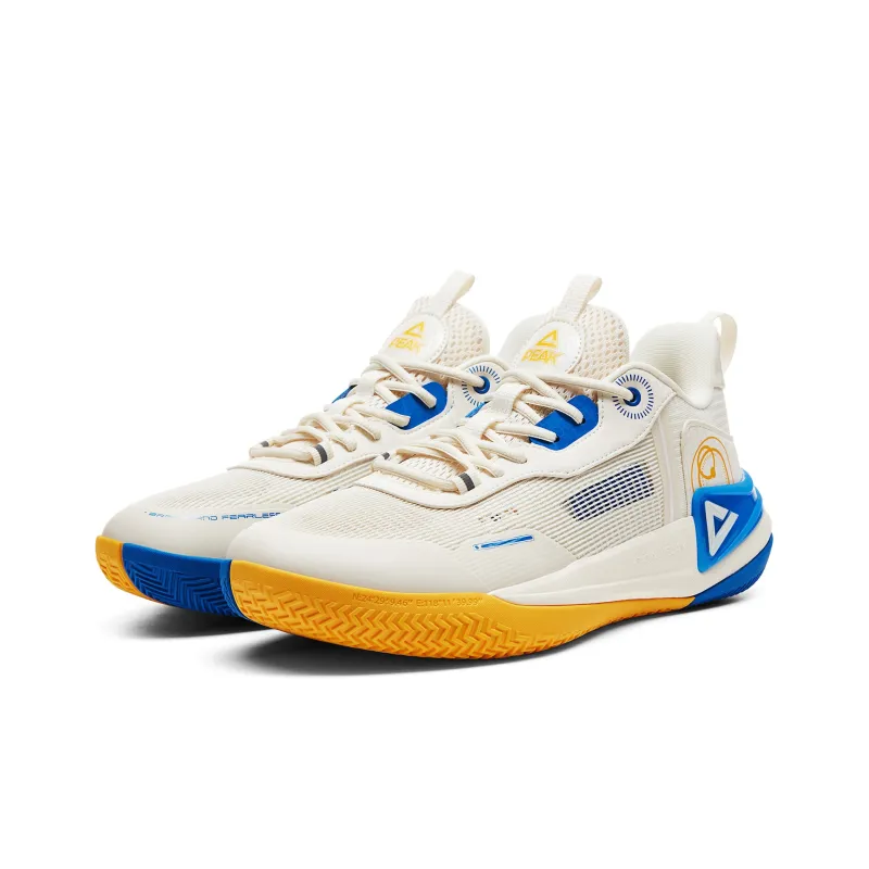 PEAK Basketball Shoes Men Low Top Ecru/Colorful Blue-2