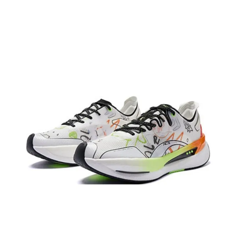 QIAODAN Spikes Cushioning Anti Slip And Wear Resistant Low Top Running Shoes Men's Jordan White Signal Red-2