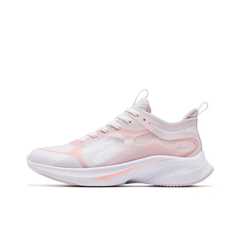 QIAODAN Light Speed 1.0 Cushioning Slip Resistant Low Top Running Shoes Women's White Pink-0