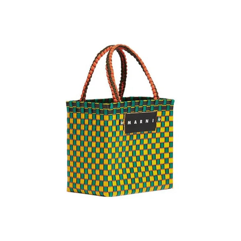 MARNI Basket Series Plastic Basket Bag, Tote Bag, Shopping Bag, Handbag Trumpets Women's Yellow Green-1