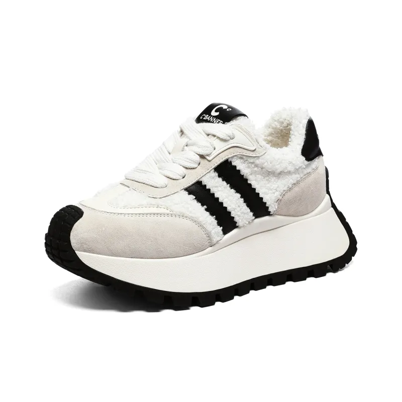 C°BANNER Height Increasing Warmth Low Top Casual Shoes Women's White-1