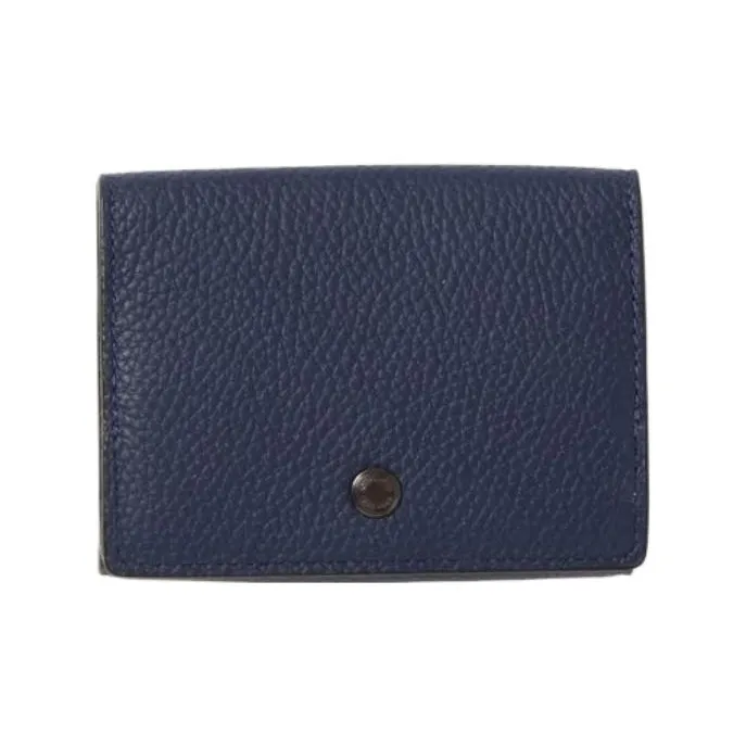 COACH Polished Pebble Leather Wallet Unisex Blue-0