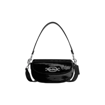 COACH Glove Tanning Shoulder Bag Crossbody Bag Handbag Women's Bright Black