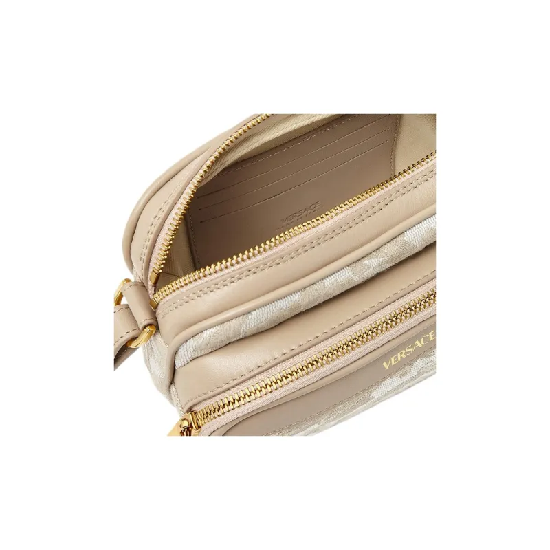 VERSACE Barocco Polyamide With Cotton Messenger Bag, Shoulder Bag, Crossbody Bag Men's Beige Patchwork Print-3