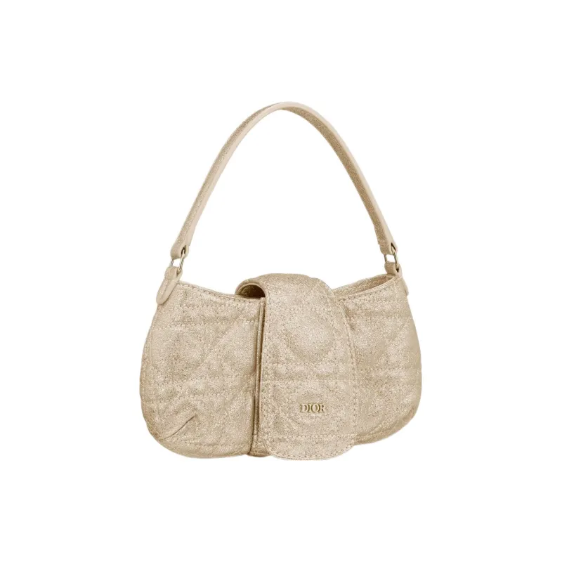 DIOR Sheepskin Portable Crossbody Bag Shoulder Bag Kids' Light Gold-2