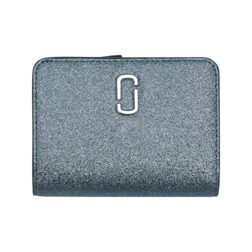 MARC JACOBS Leather Wallet Mini Women's Silver Blue