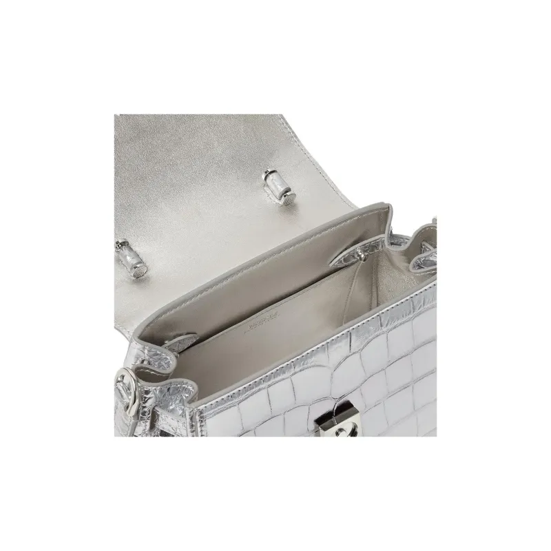 VERSACE La Medusa Cow Leather Shoulder Bag, Crossbody Bag, Handbag Trumpets Women's Silver-4