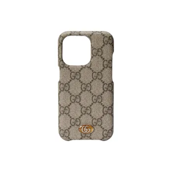 GUCCI Ophidia Canvas IPhone 14 Pro Case Bag Accessory Men's Beige & Ebony