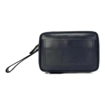 BALLY Genuine Leather Clutch Men's Navy Blue