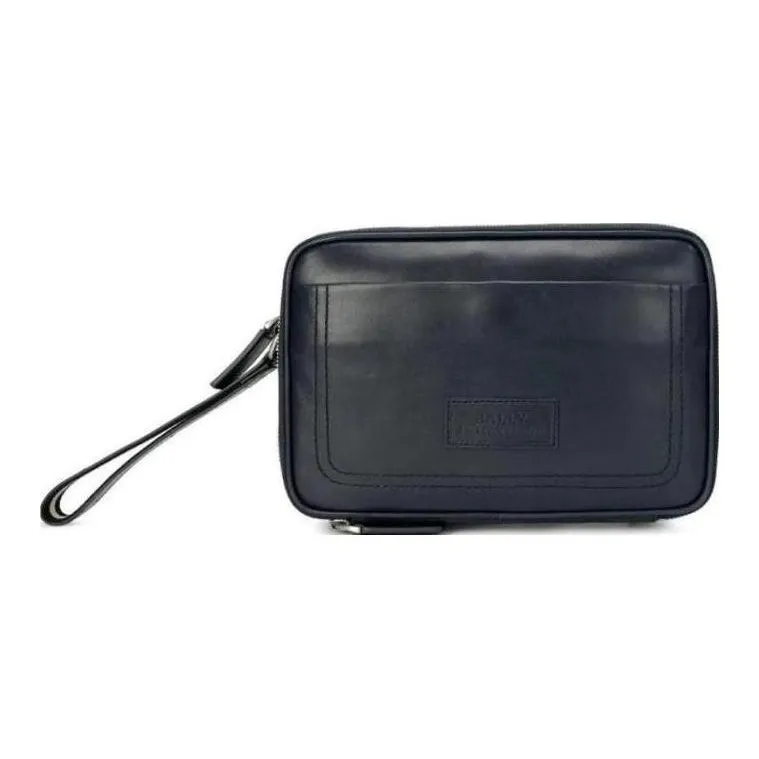 BALLY Genuine Leather Clutch Men's Navy Blue-0