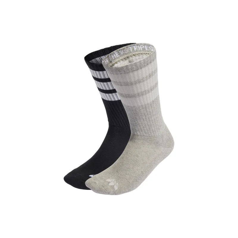 Adidas Originals 3 STRIPES CREW SOCKS 2 PAIRS Mid Calf Socks Unisex 2 Pack-0