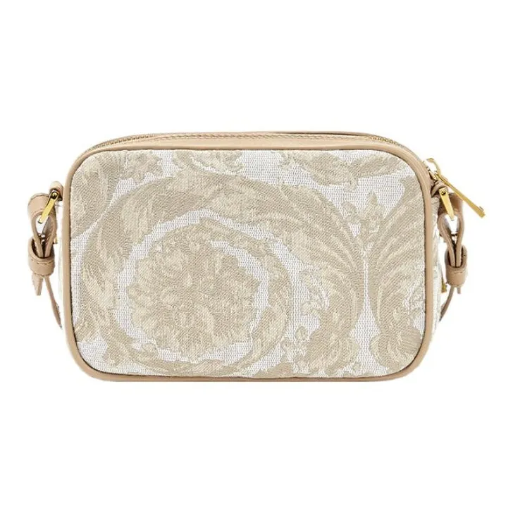 VERSACE Barocco Polyamide With Cotton Messenger Bag, Shoulder Bag, Crossbody Bag Men's Beige Patchwork Print-2