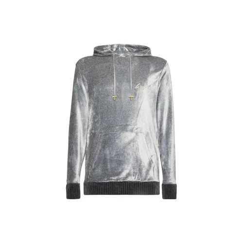 Giuseppe Zanotti Embroidered-logo Velvet Hoodie