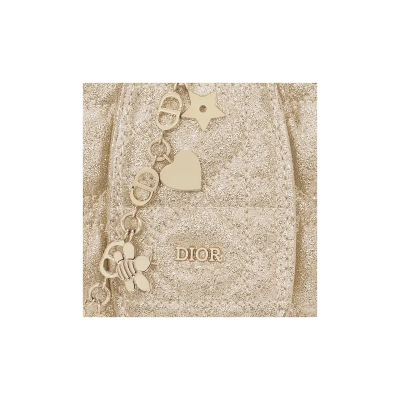 DIOR Sheepskin Portable Crossbody Bag Shoulder Bag Kids' Light Gold-5