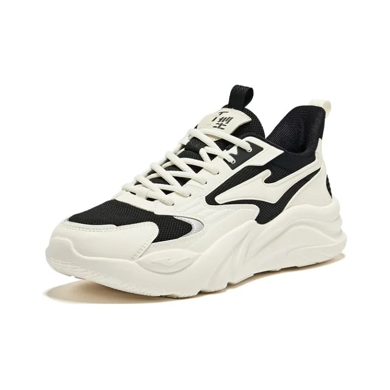 Erke Jie Ao 2.0 Cushioning Anti Slip And Wear Resistant Low Top Casual Shoes Men's Jet Black Microcrystal White-2