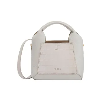 Furla Gilda Grain Calfskin Tote Bag, Shopping Bag, Shoulder Bag, Crossbody Bag, Handbag Mini Women's Pearl