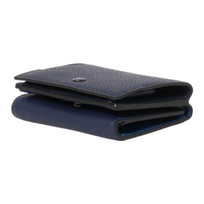 COACH Polished Pebble Leather Wallet Unisex Blue-2
