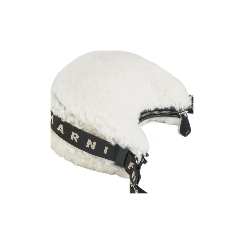 MARNI Zipped Shearling Crossbody Bag-8